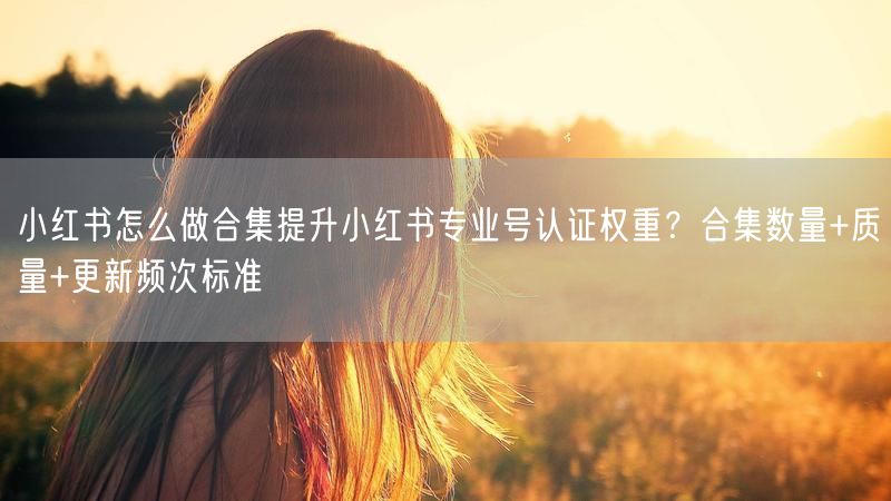 小红书怎么做合集提升小红书专业号认证权重？合集数量+质量+更新频次标准