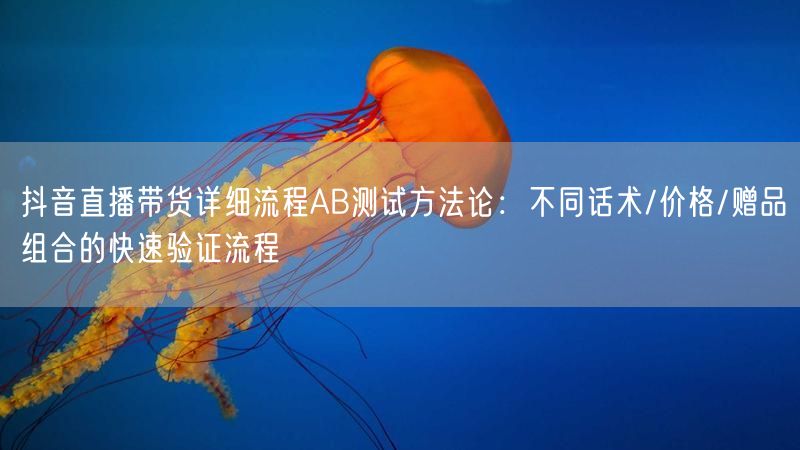 抖音直播带货详细流程AB测试方法论：不同话术/价格/赠品组合的快速验证流程