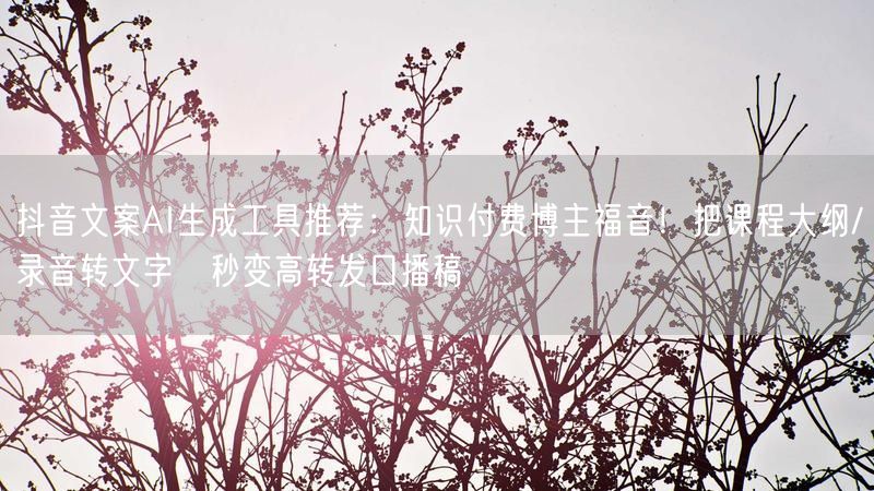 抖音文案AI生成工具推荐：知识付费博主福音！把课程大纲/录音转文字→秒变高转发口播稿
